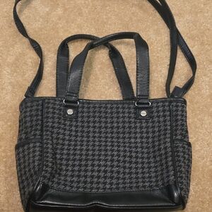 Thirty-One Black and Gray Houndstooth Shoulder Bag with Crossbody Strap